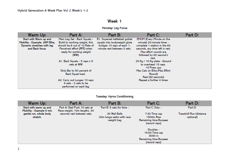 The HG Free 6 Week Hybrid Program